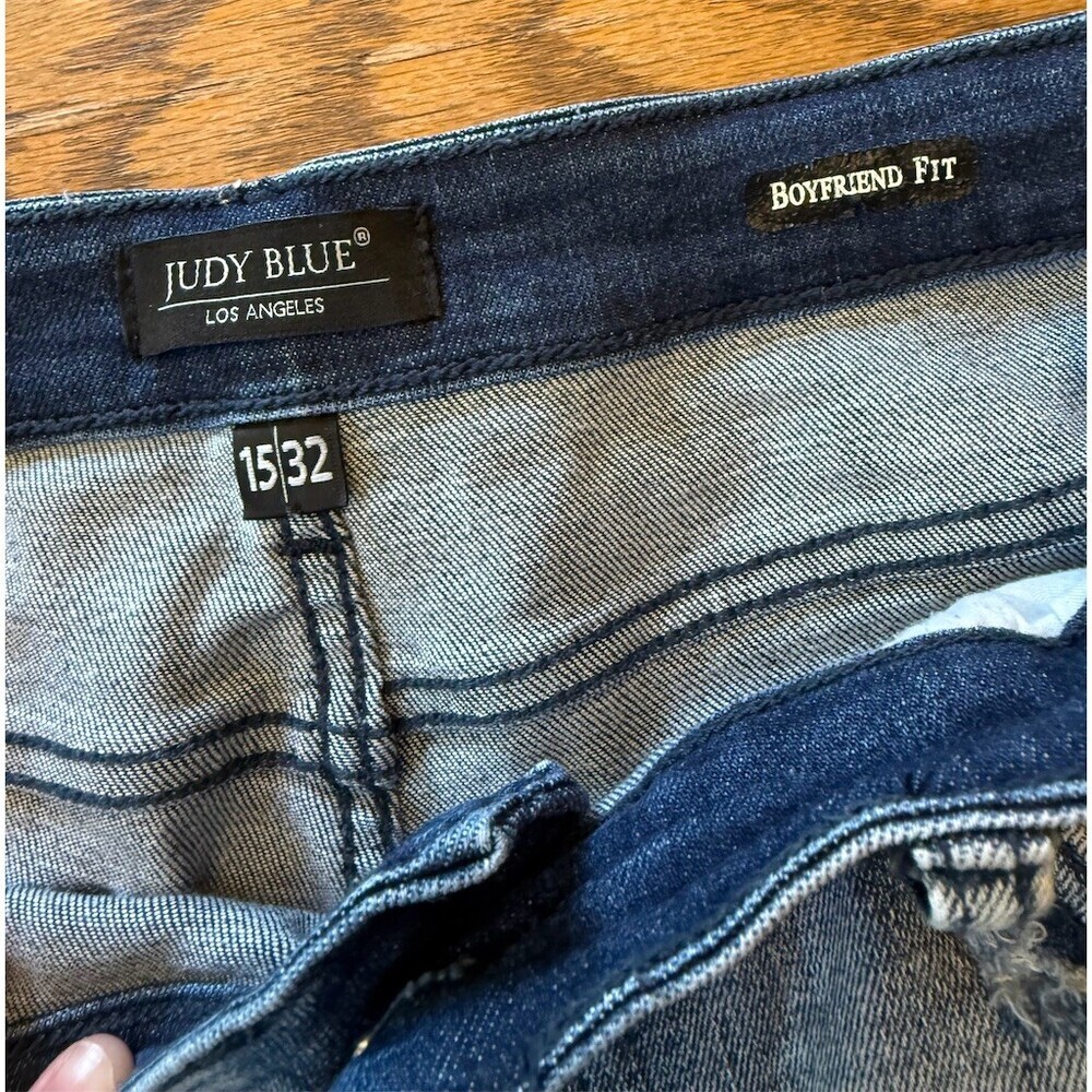 Judy Blue Womens Size 15 Boyfriend Jeans High Rise Blue Distressed - Picture 8 of 8